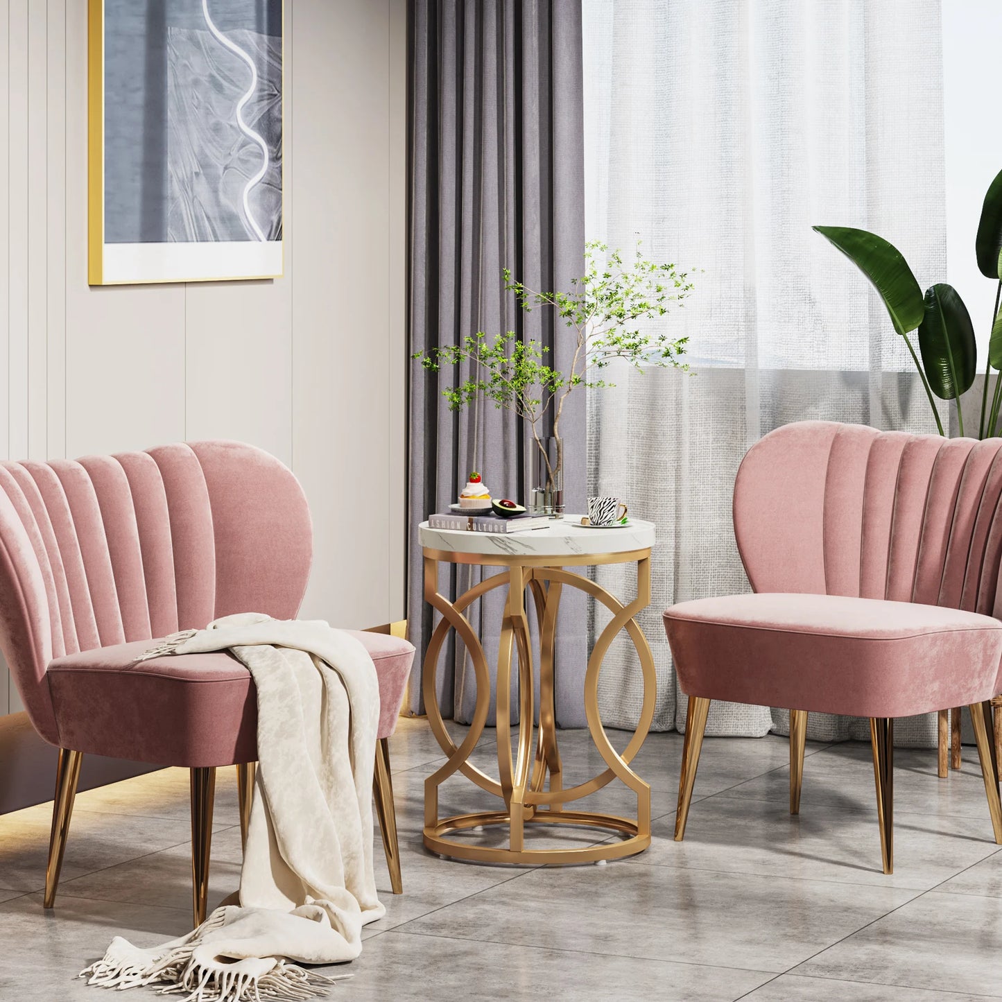 Tribesigns Modern Round End Table With Thick Wood Top O Shaped Base