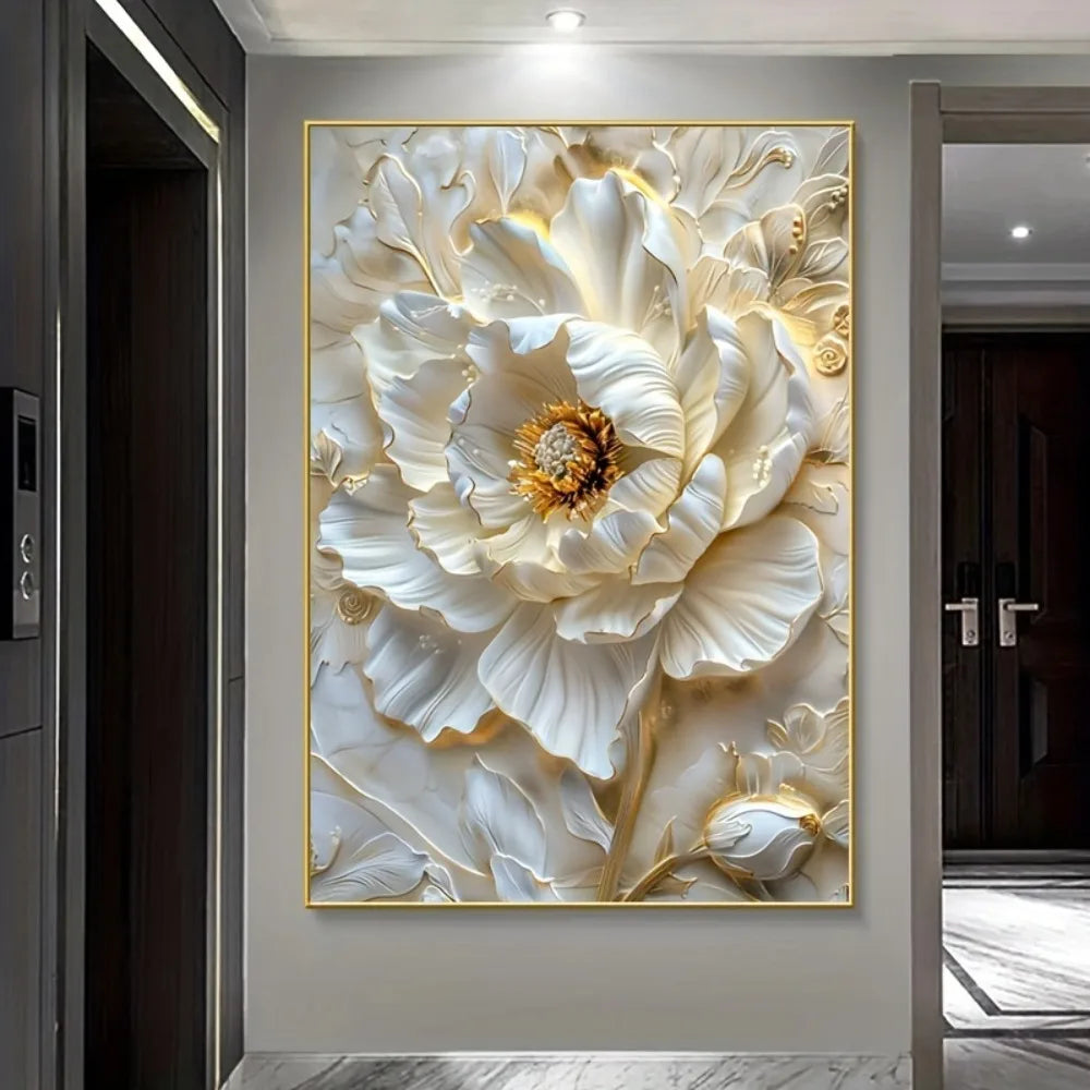 Modern Abstract Floral Frameless Canvas Wall Art For Living Room