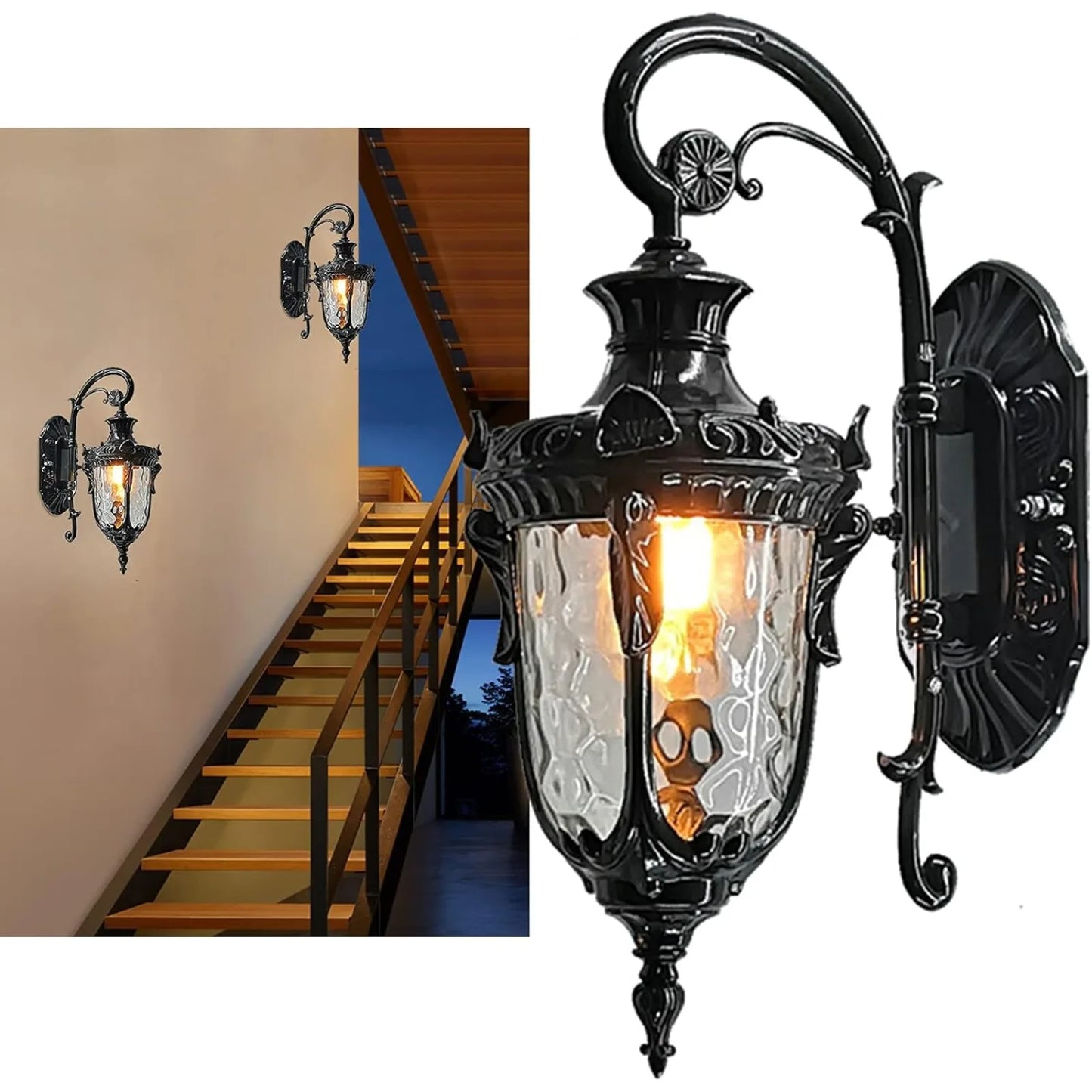 Bymaocar Waterproof Sconce Porch Lamp Wall Mount With Glass Shade