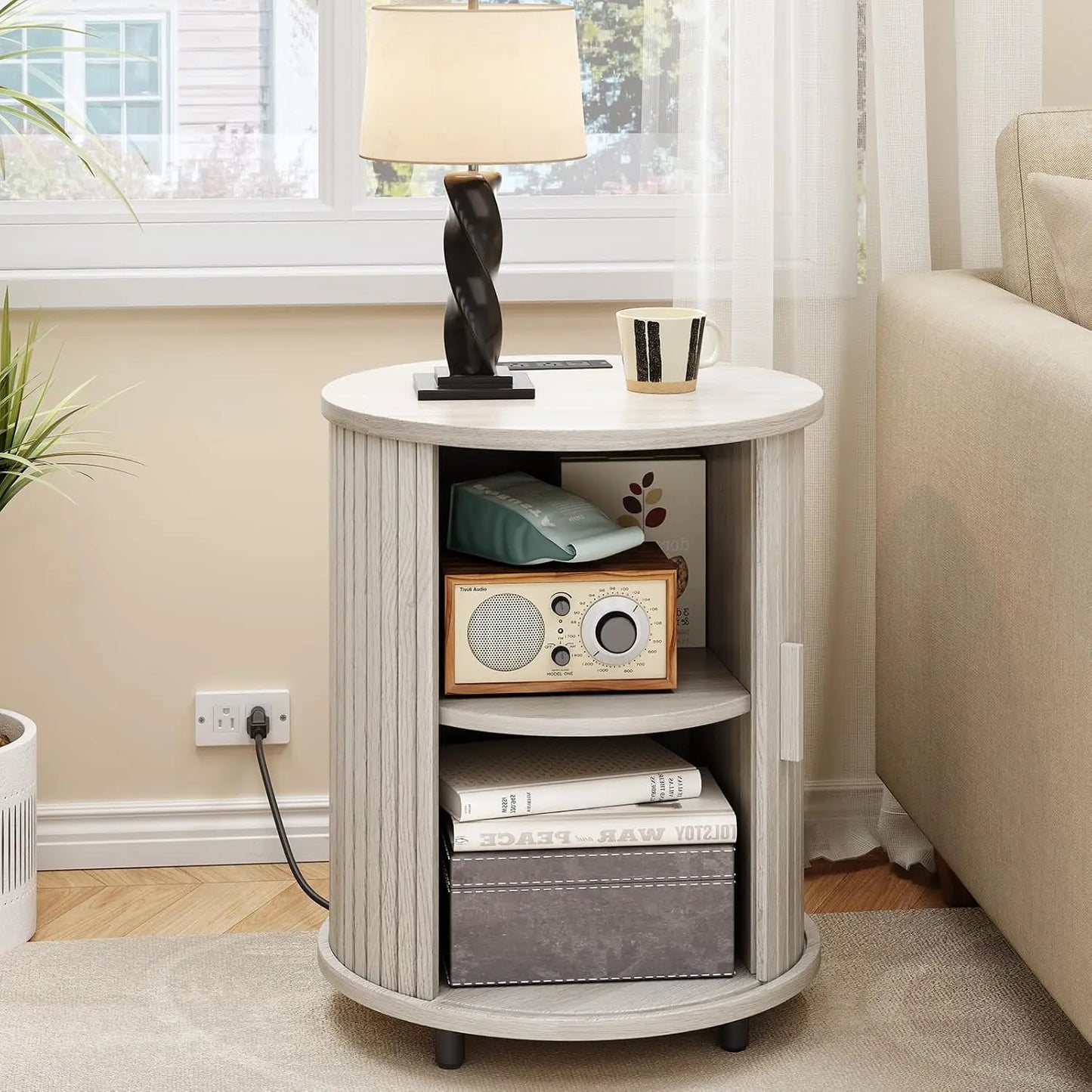 Onbrill Fluted Round End Tables Set Of 2