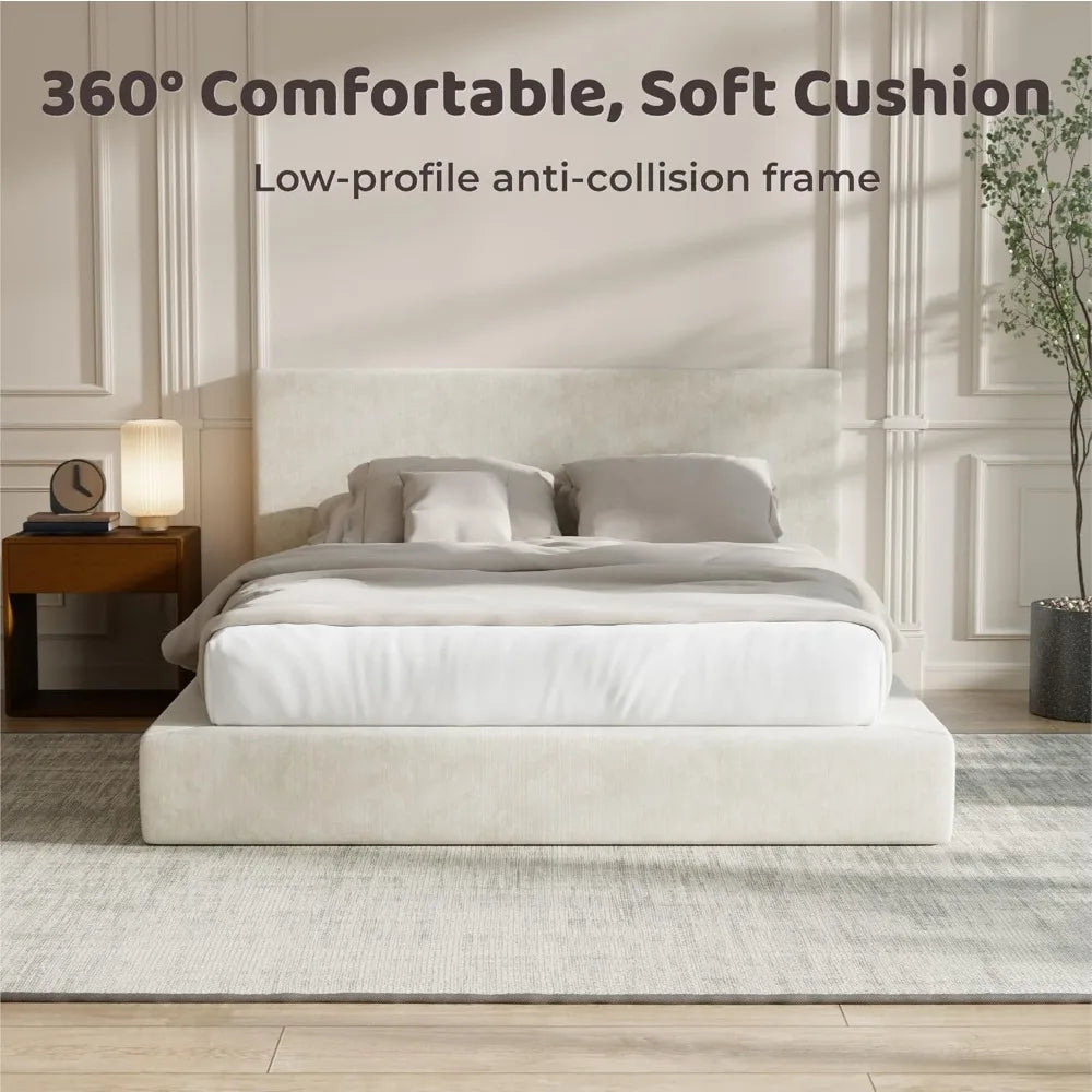 Cloud Upholstered Bed Frame With Headboard 5 Inch Foam Padding