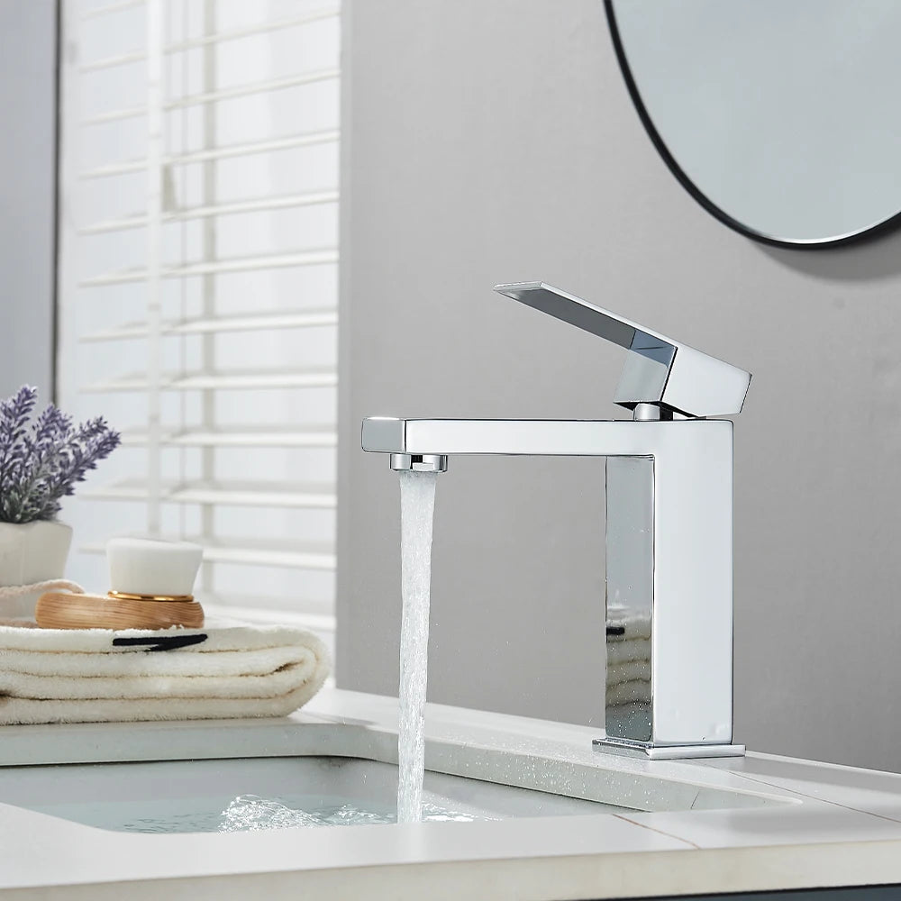 Onyzpily Deck Mounted Basin Faucet Stainless Steel Hot And Cold Water Mixer