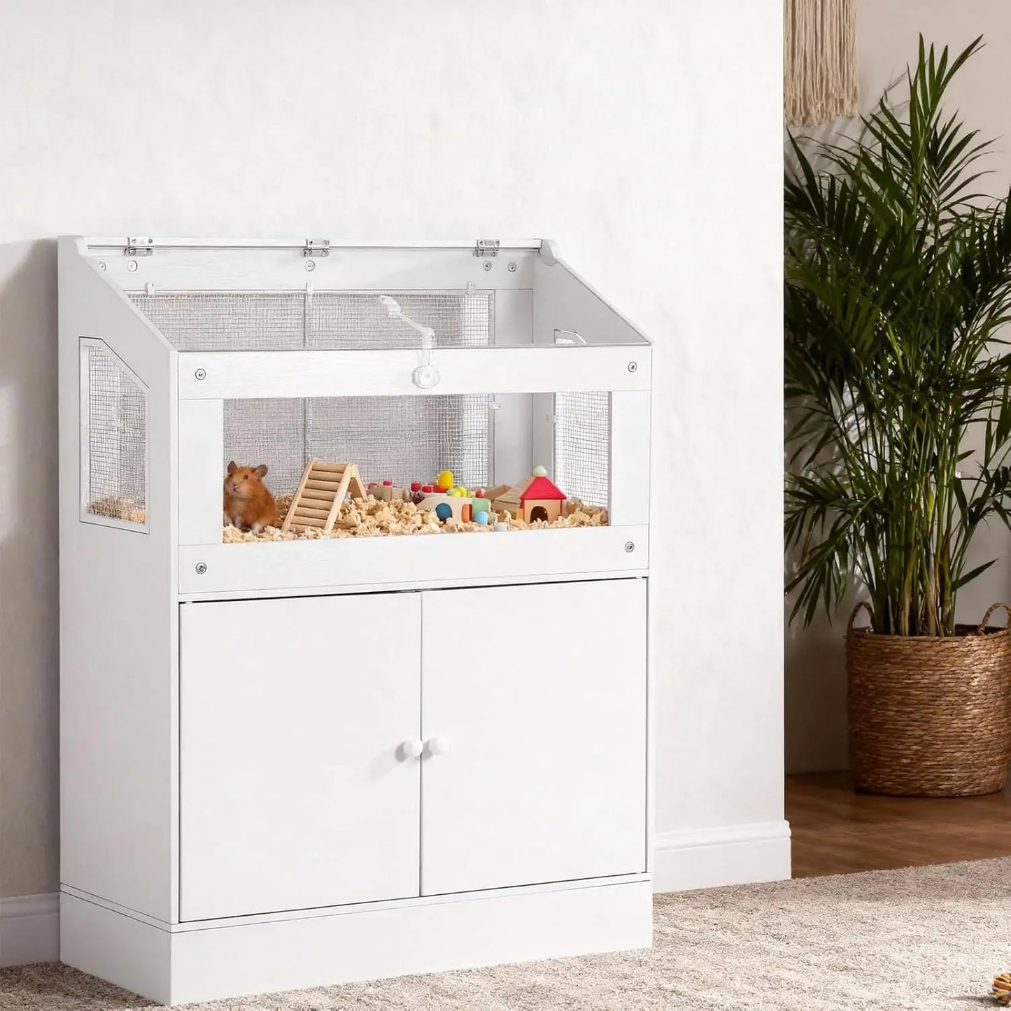 HiMISSCN Acrylic Small Animal Cage With Storage Cabinet For Hamster