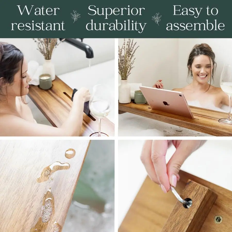 Acacia Wood Luxury Bathtub Tray for Freestanding Bath