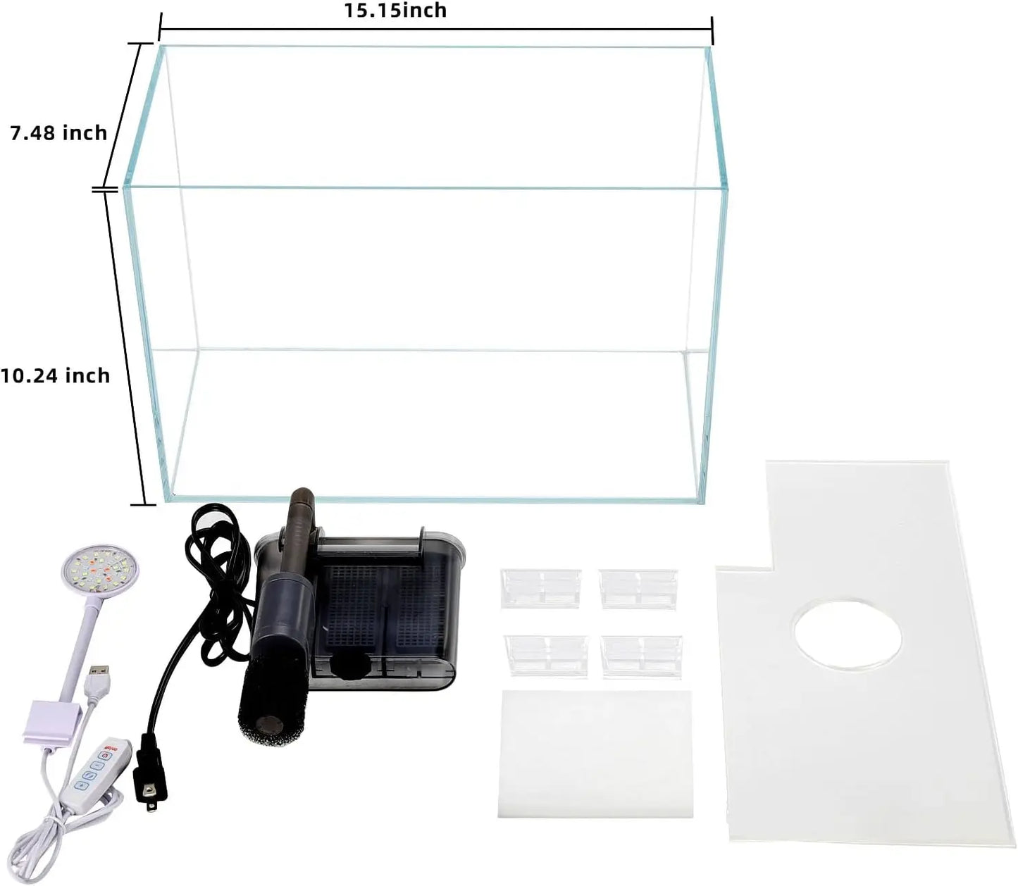 Small Glass Betta Tank Starter Kit With Filter And Light