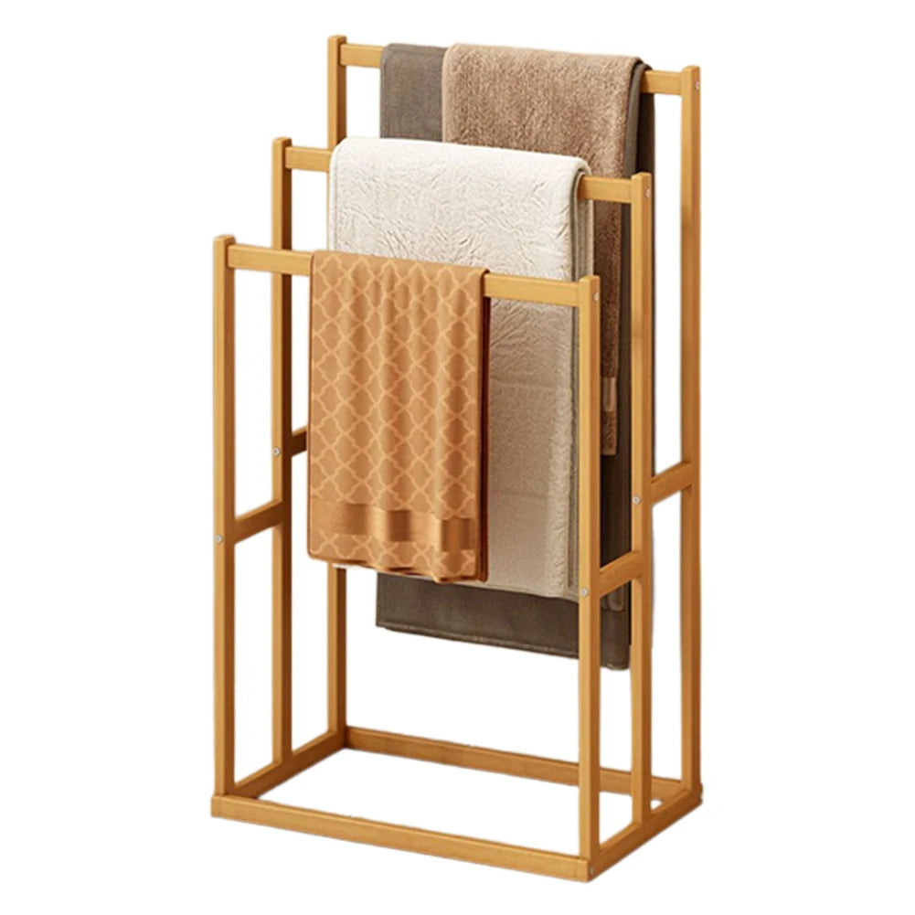 Wooden Three Tier Vertical Towel Rack Floor Freestanding