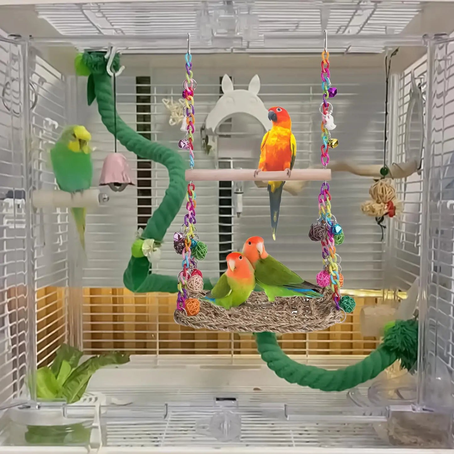 Seagrass Bird Swing For Parakeets Parrots Small Birds Cage Accessory