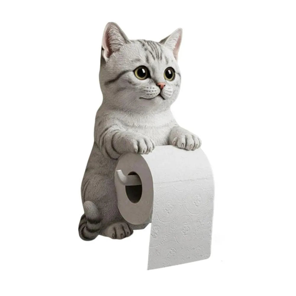 Shunmaii Cat Paper Holder Wall Mount Resin Toilet Roll Rack
