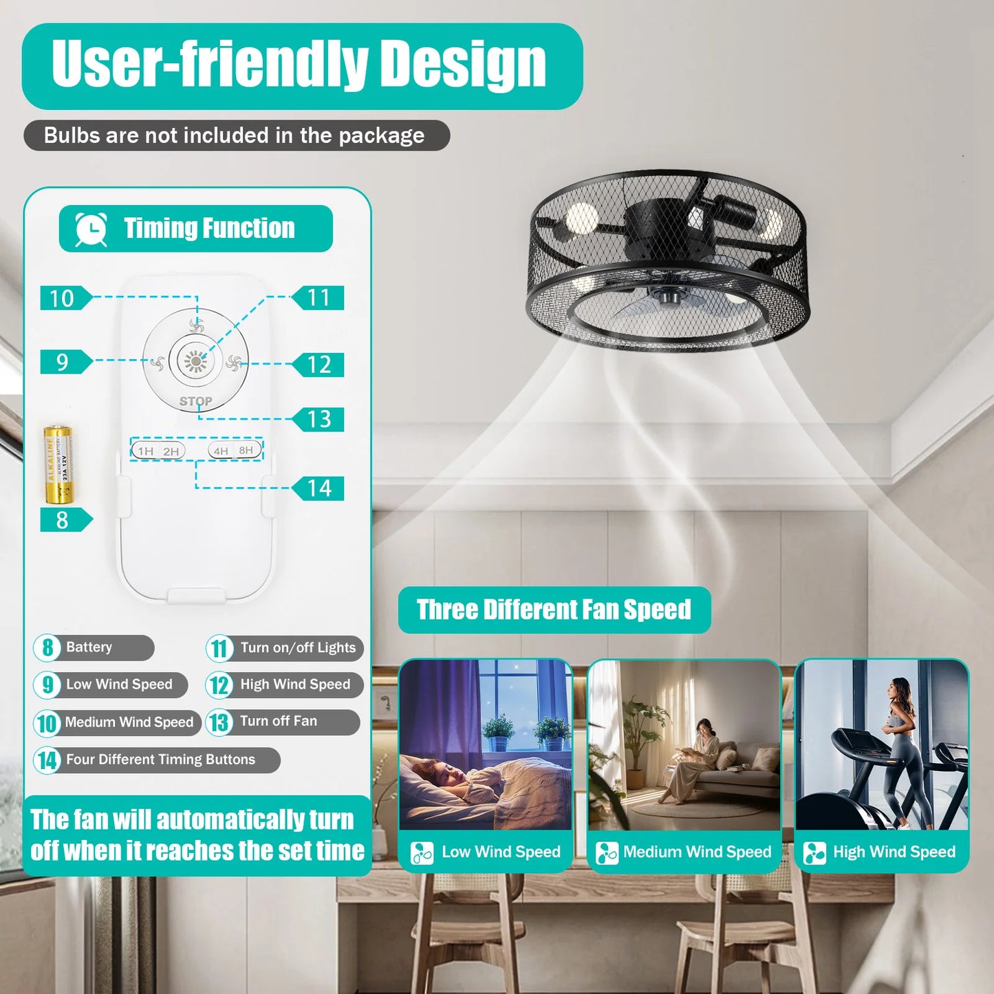 40W Ceiling Fan Light Kit E27 Socket for Living Rooms