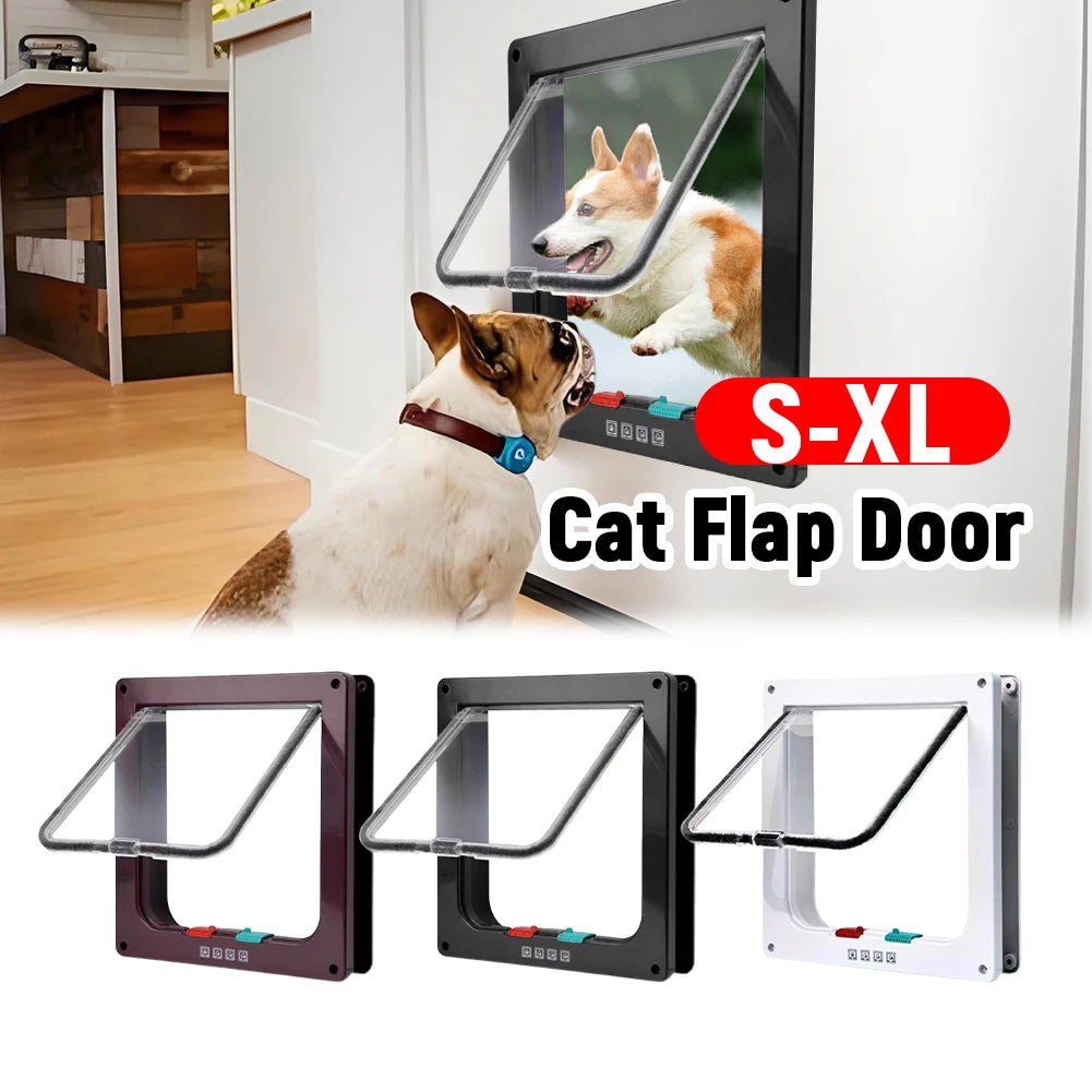 Cat Flap Door With 4 Way Lock ABS Plastic Entryway