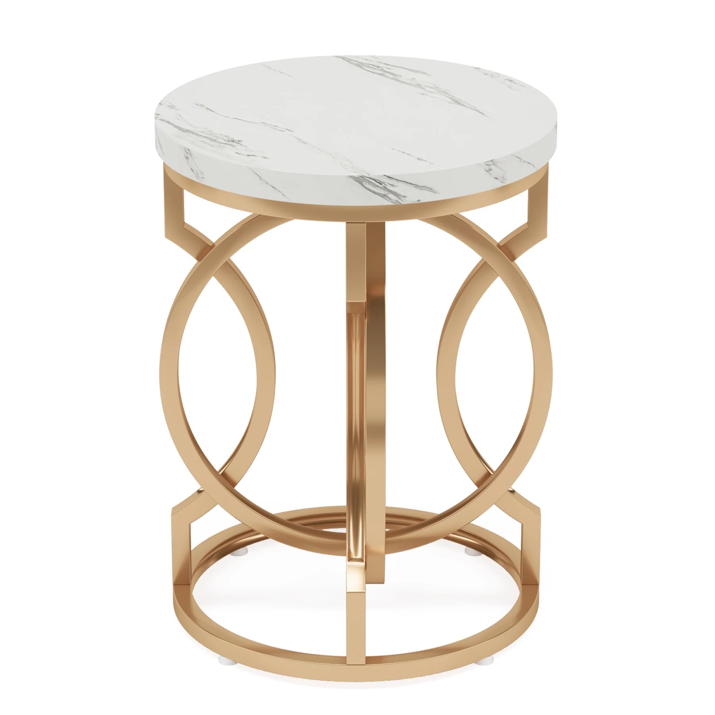 Tribesigns Modern Round End Table With Thick Wood Top O Shaped Base