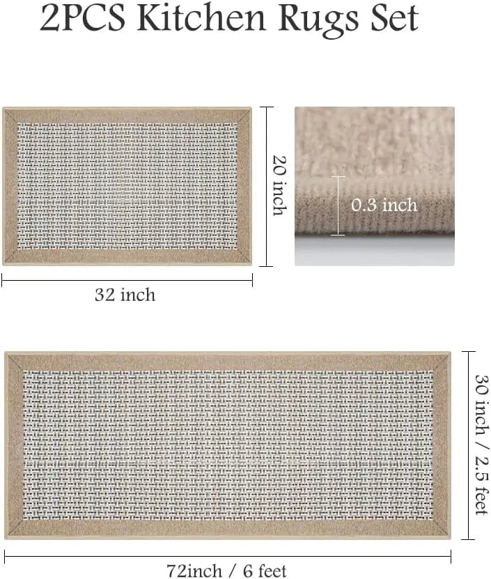 Non Slip Kitchen Rug Set With Runner And Mat Absorbent
