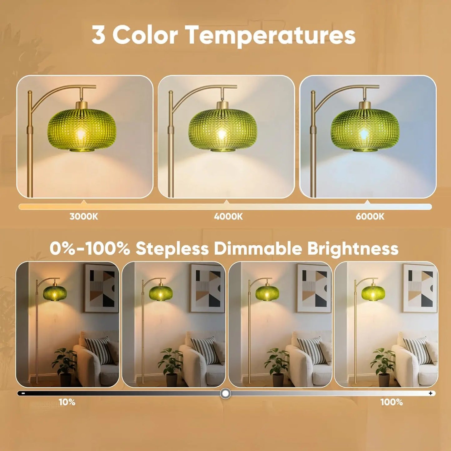 XMSJ Mid Century Dimmable Floor Lamp With Remote