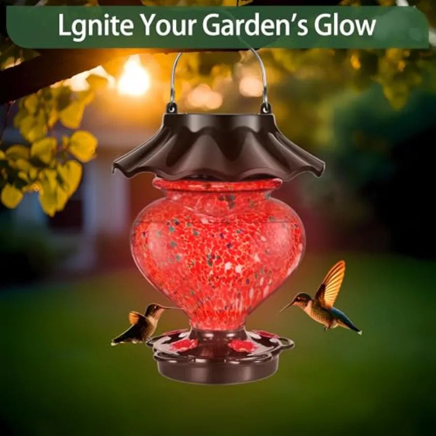 SHXI Solar Hummingbird Feeder Outdoor LED Leak-Proof Rustproof
