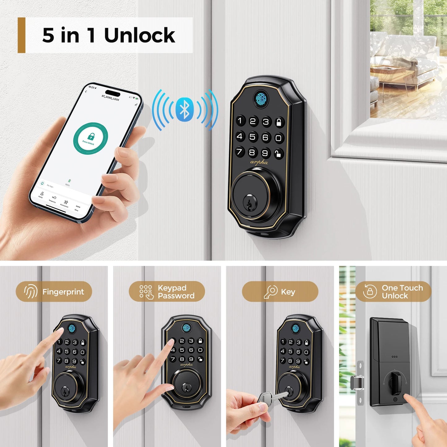 Arpha D280 Keyless Entry Smart Lock With Fingerprint Keypad
