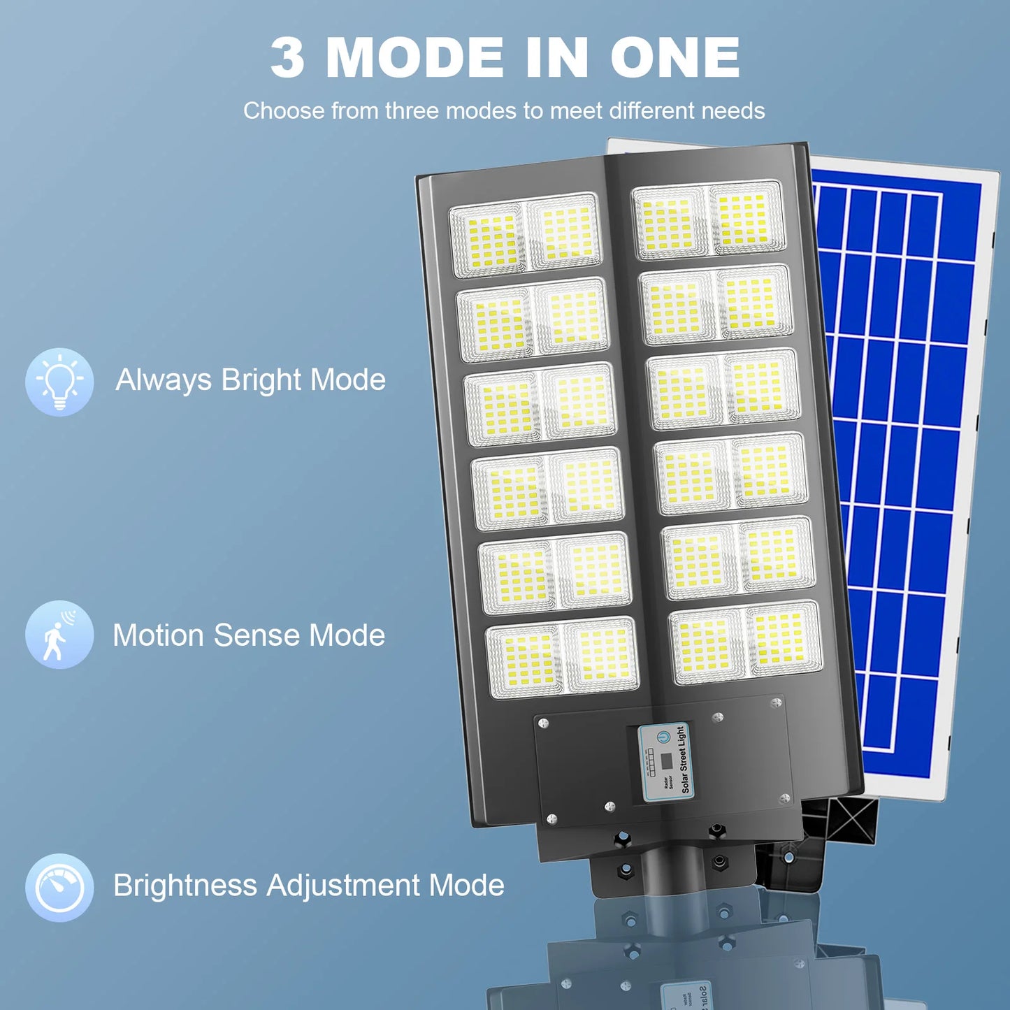 2-Pack 5000W Solar Street Lights Outdoor With Motion Sensor Remote