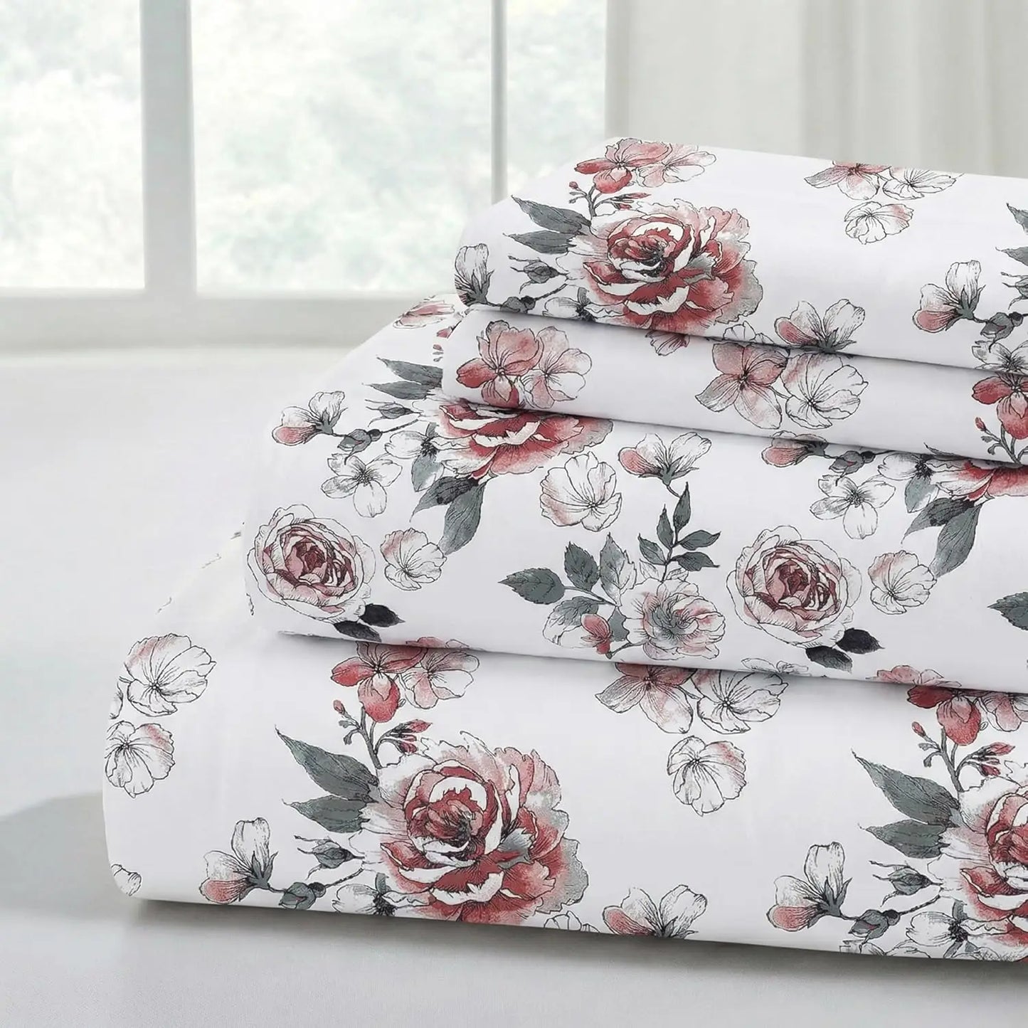 Silky Bamboo Fiber Bed Sheets Set With Flat And Fitted