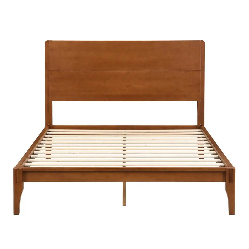 Bamboo Platform Bed Frame Mid Century Modern Slat System