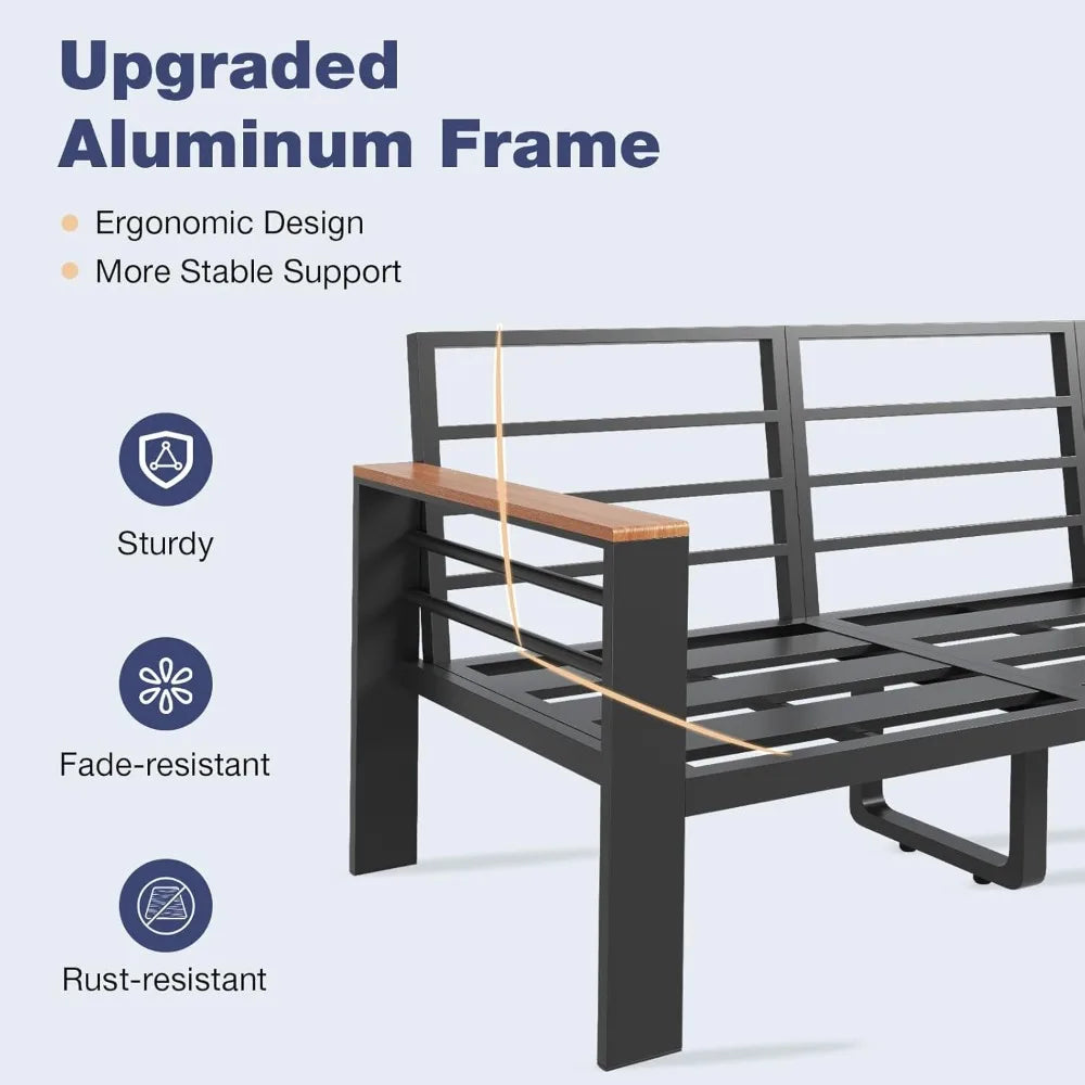 Aluminum Outdoor Patio Furniture Set 7 Seats Cushions And Table