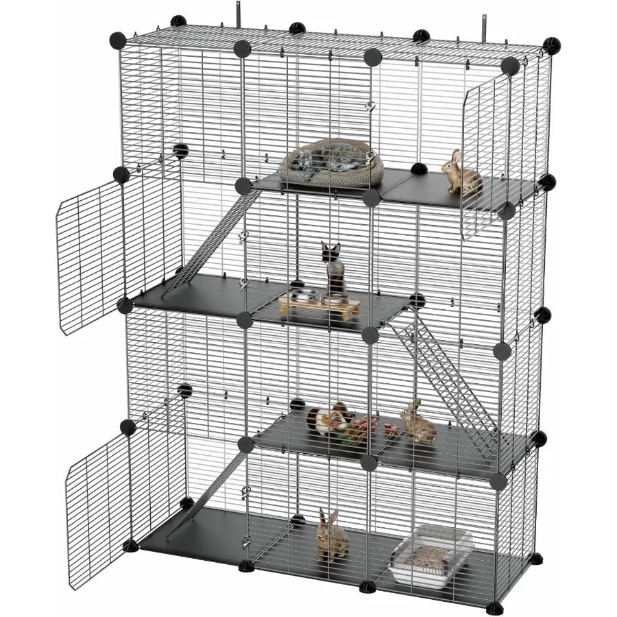 NONECN 3 Tier Indoor Wire Cat Cage With DIY Playpen