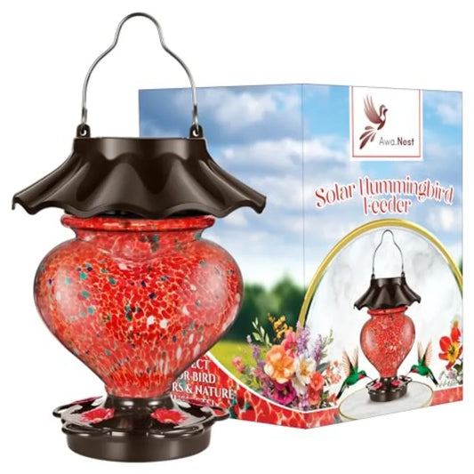 SHXI Solar Hummingbird Feeder Outdoor LED Leak-Proof Rustproof