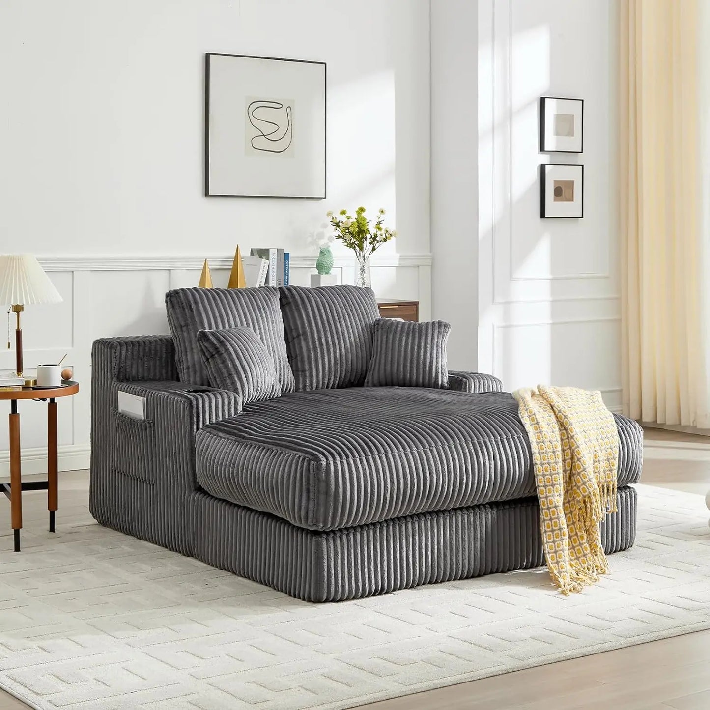 Huanzhuang Boneless Cloud Chair Bed Chaise Lounge With Pillows Armrests