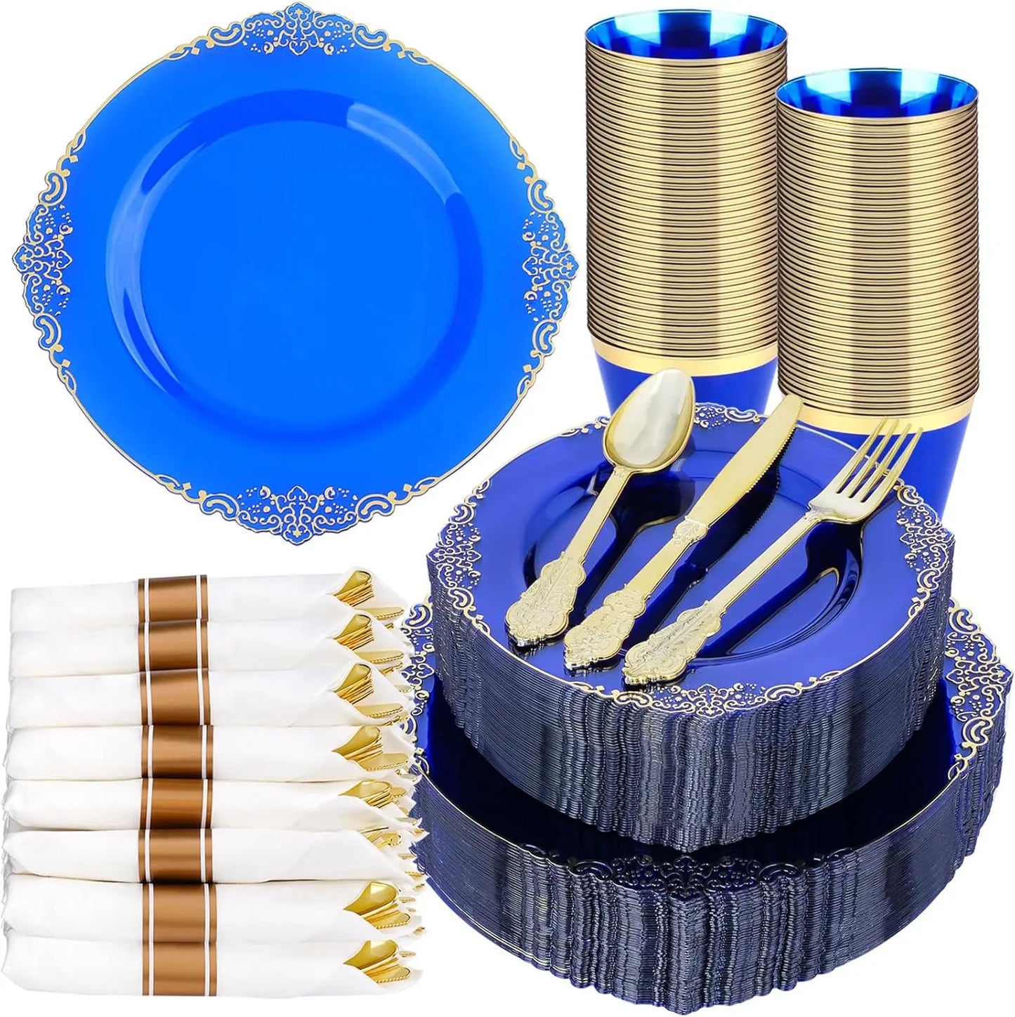 350 Pieces Disposable Plastic Dinnerware Set For 50 Guests
