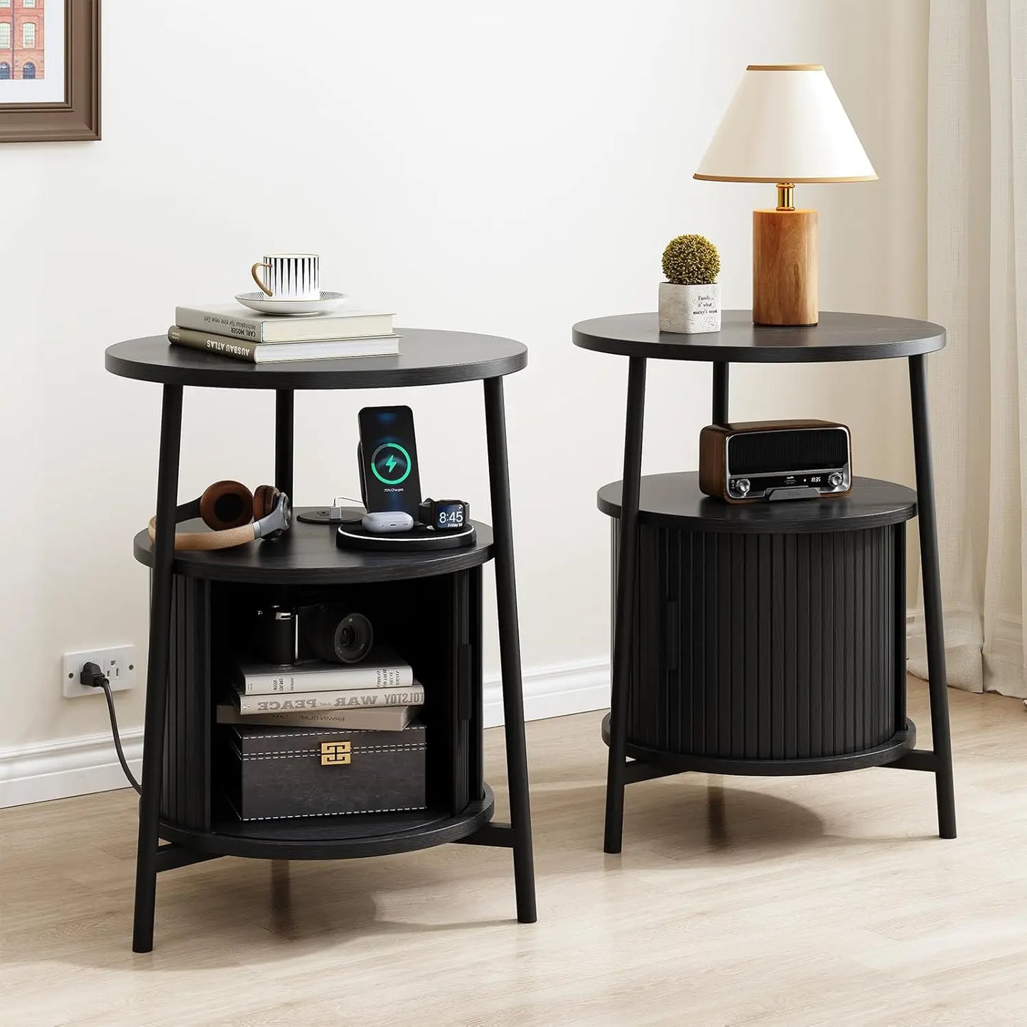 Onbrill Fluted Round End Tables Set Of 2
