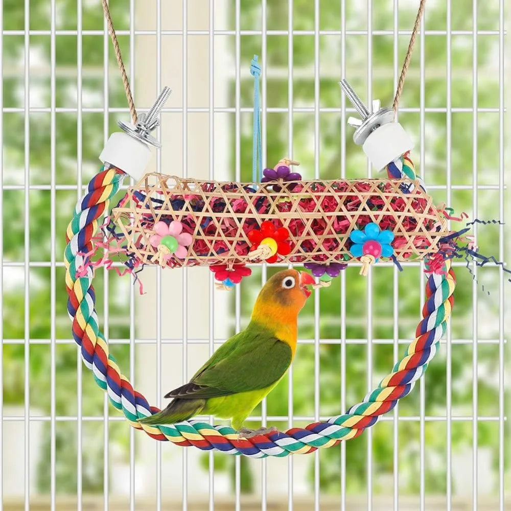Six Pack Parrot Chew Toys Foraging Paper Ball Cage Hanging Bird Toys