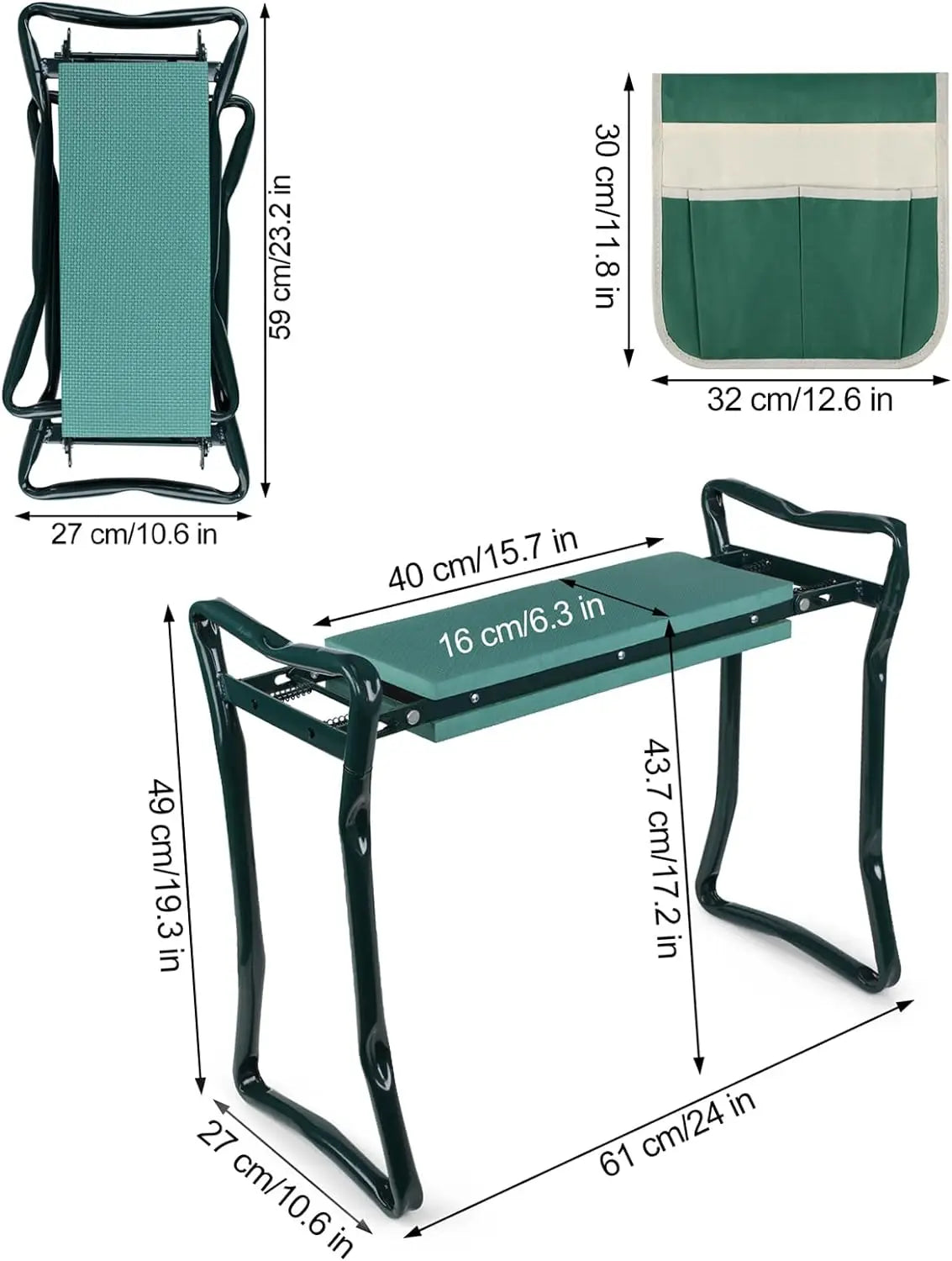 Garden Kneeler And Seat Folding Bench With Foam Kneeling Pad