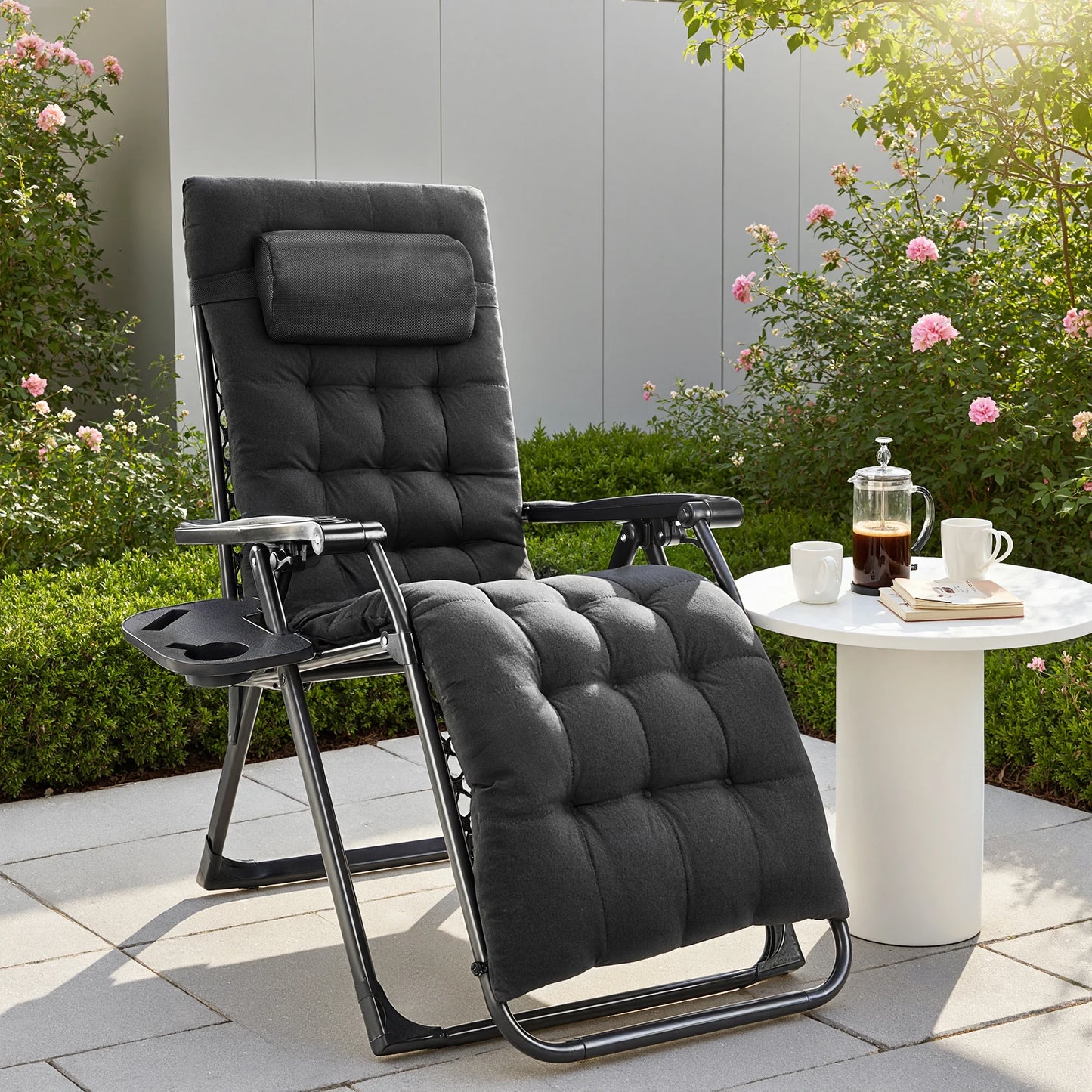 JHK Zero Gravity Set 2 Portable Recliners With Cup Holders