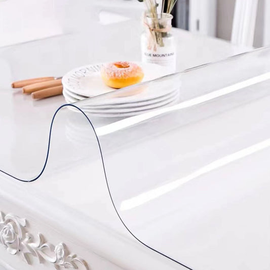 Transparent PVC Table Cloth Desk Protector Waterproof Oilproof For Dining