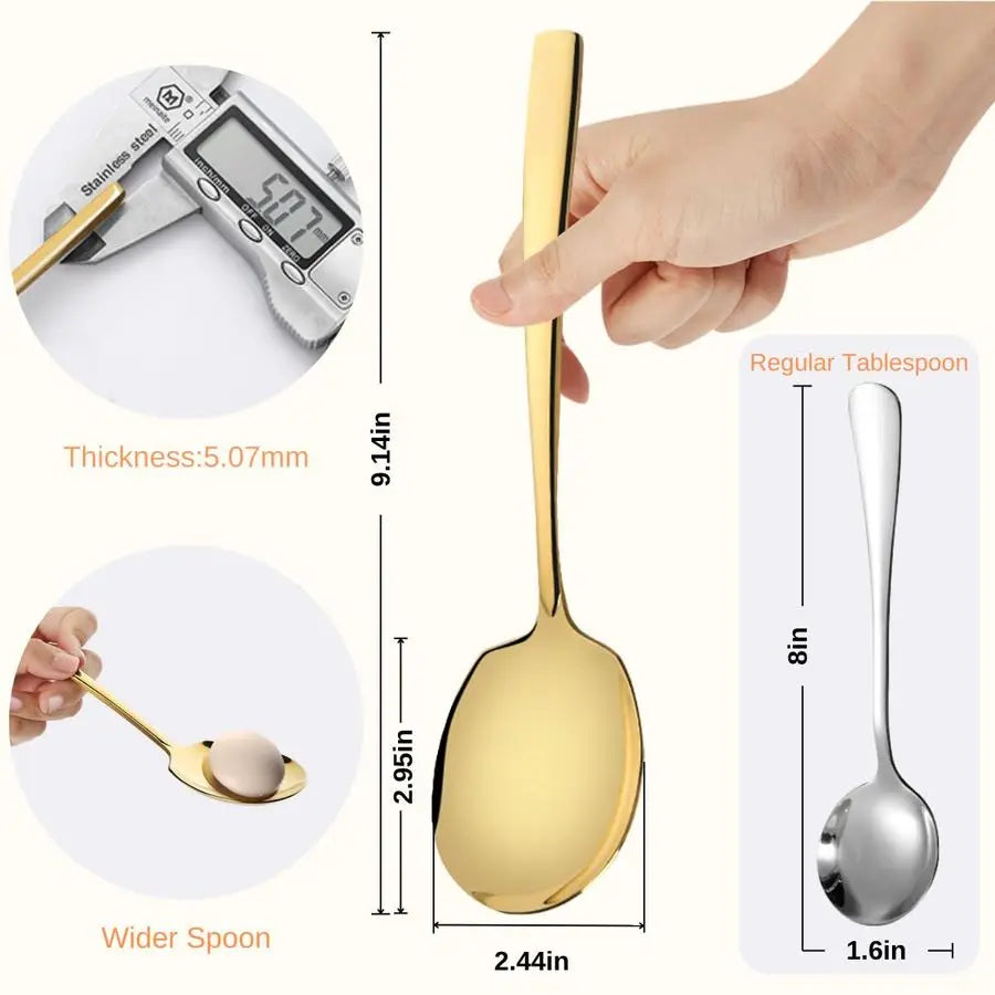 Stainless Steel Spoons Set, 12-Piece Buffet Serving Utensils