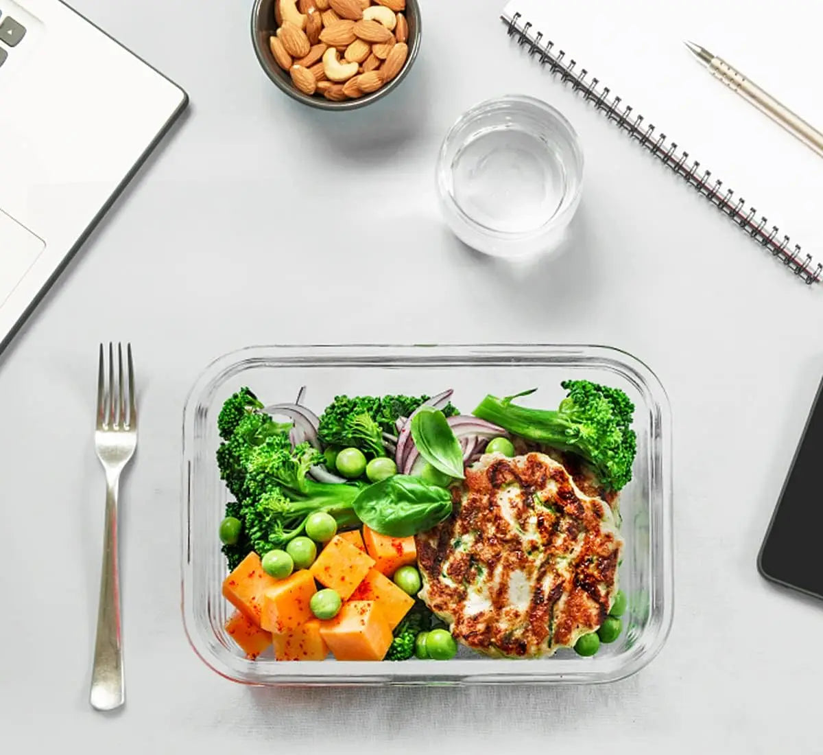 Glass Food Storage Set With Snap Lids, Airtight Microwave Safe