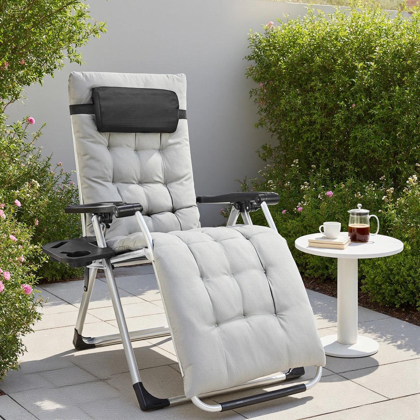 JHK Zero Gravity Set 2 Portable Recliners With Cup Holders