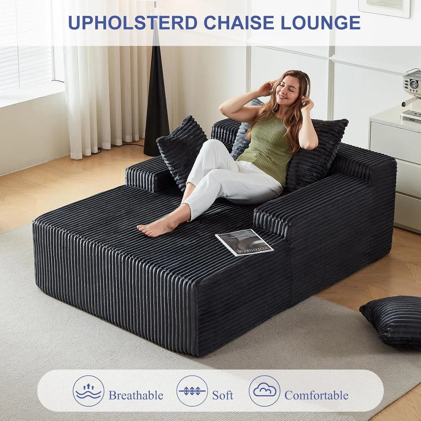 Corduroy Chaise Lounge Sofa Bed Sleeper Chair