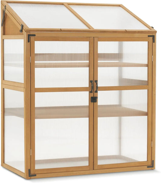 Frame Wooden Greenhouse With Adjustable Shelves For Outdoor Indoor Use
