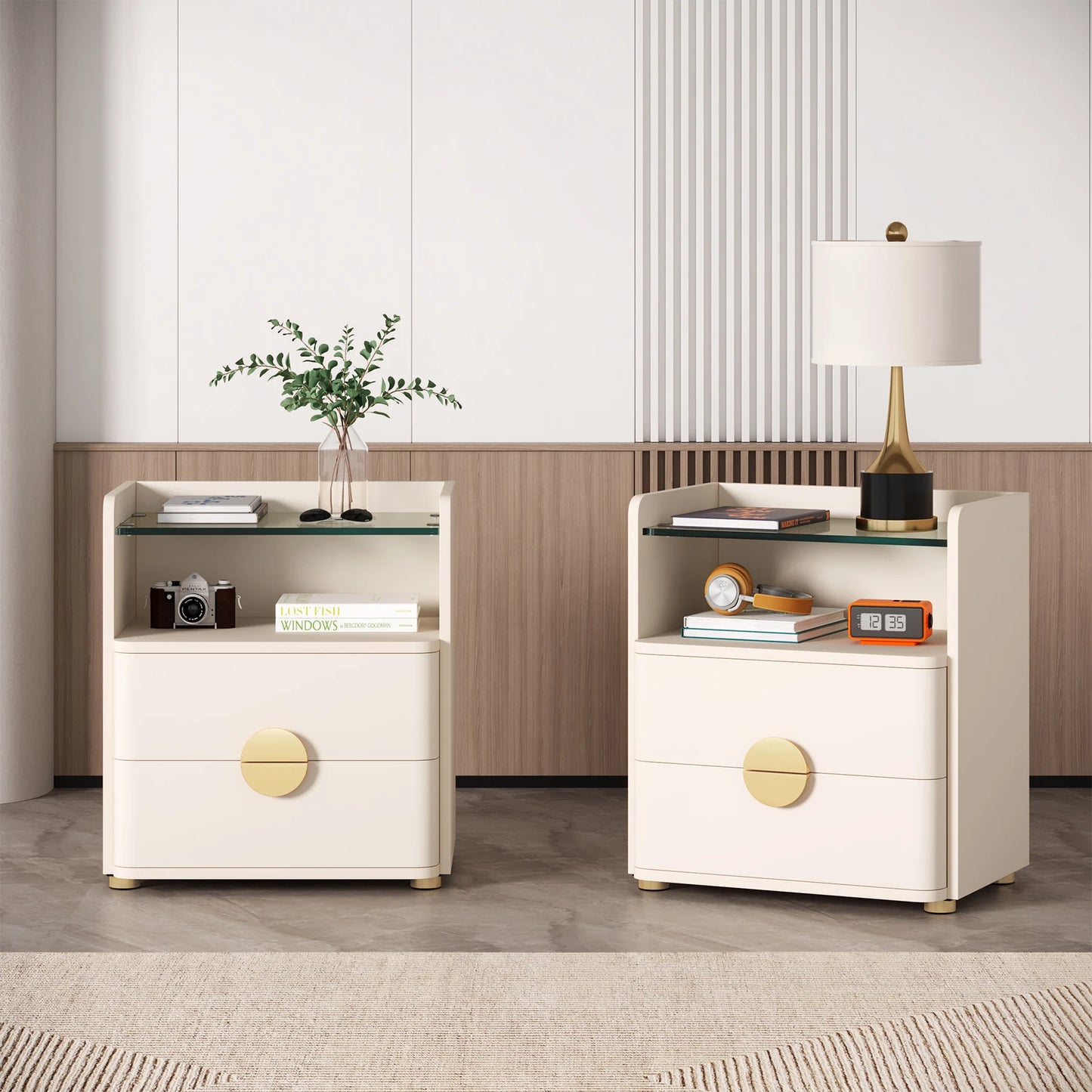 Tribesigns Nightstand 2 Drawer Modern Bedside Table Open Storage
