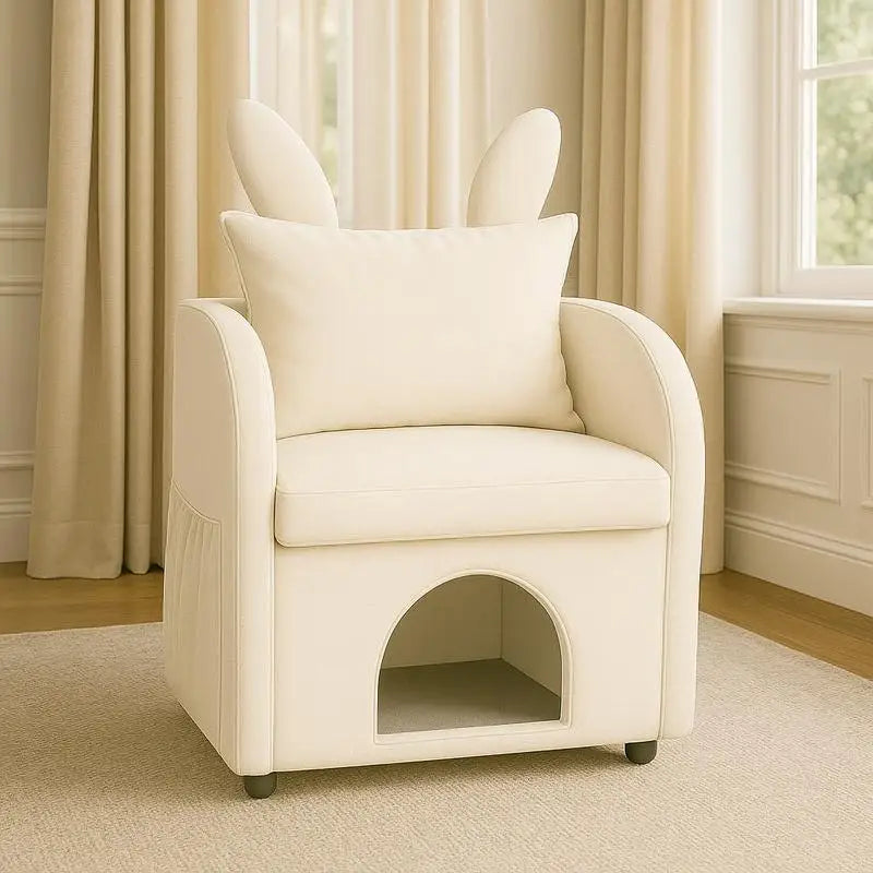 Pet-Friendly Bunny Ear Armchair For Dogs And Cats With Hideaway