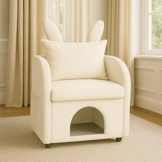 Pet-Friendly Bunny Ear Armchair For Dogs And Cats With Hideaway