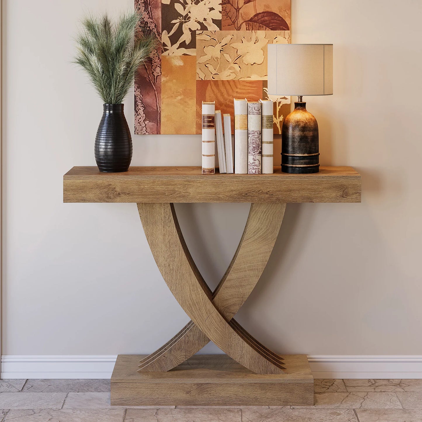 Tribesigns Console Table X Frame Entryway Sofa Table Industrial Farmhouse