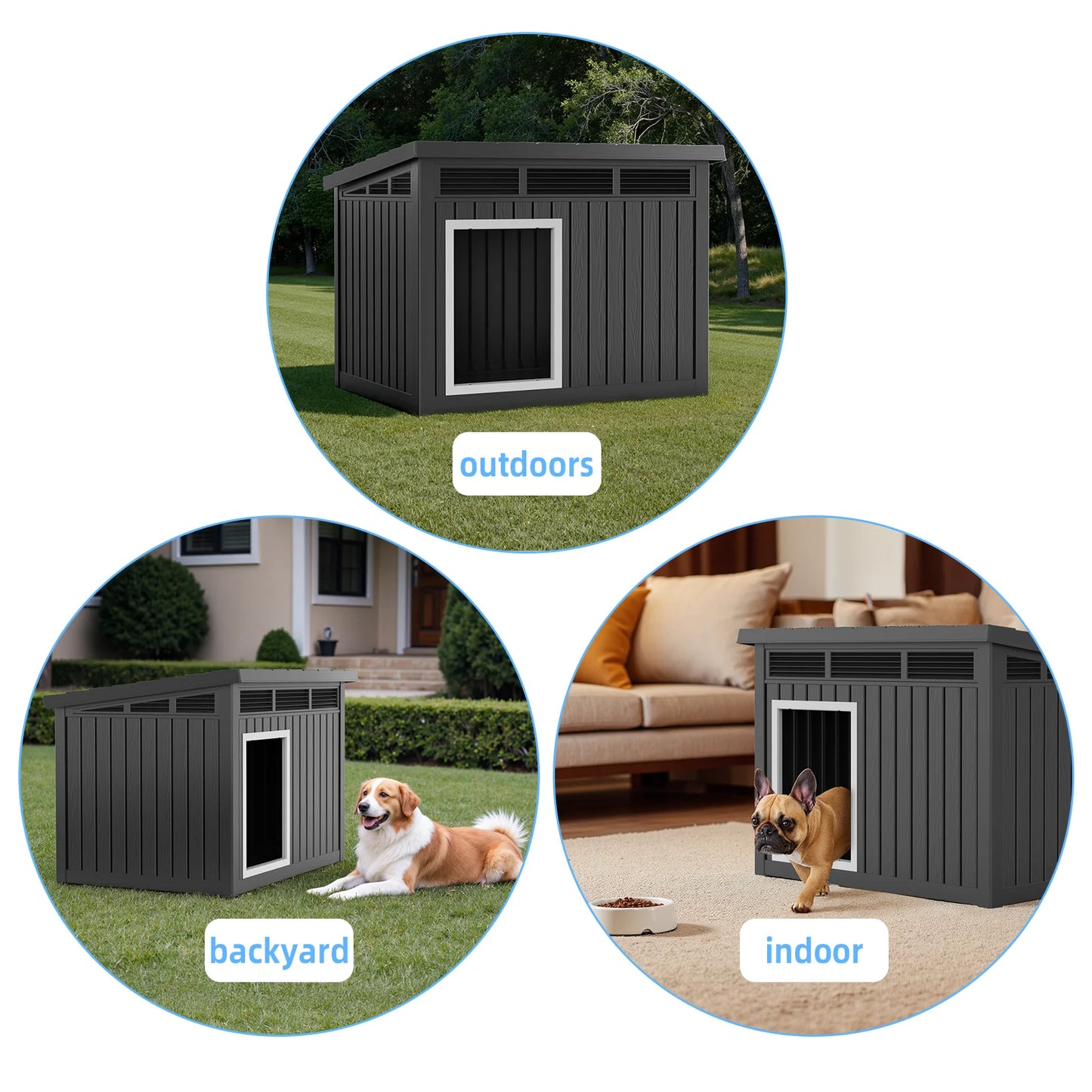 NONECN Resin Dog House With Hydraulic Rod Outdoor Kennel