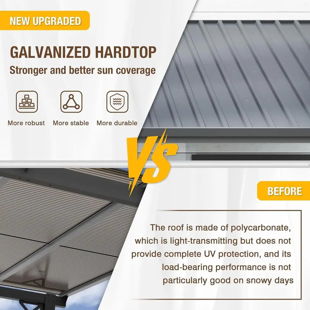 Outdoor Hardtop Gazebo With Galvanized Steel Roof Shelter