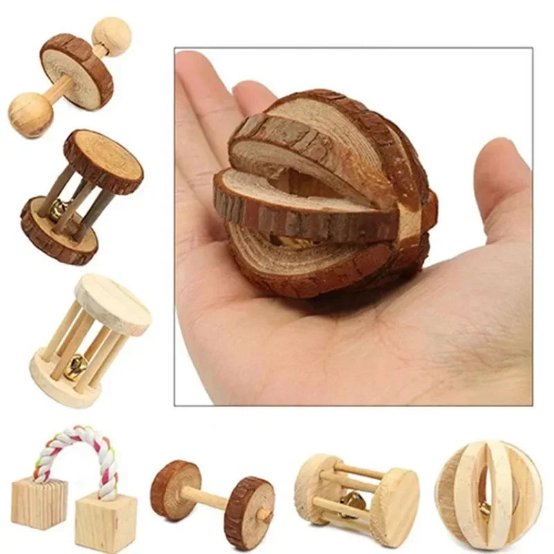 Natural Pine Wood Chew Toys For Small Pets Teeth Grinding