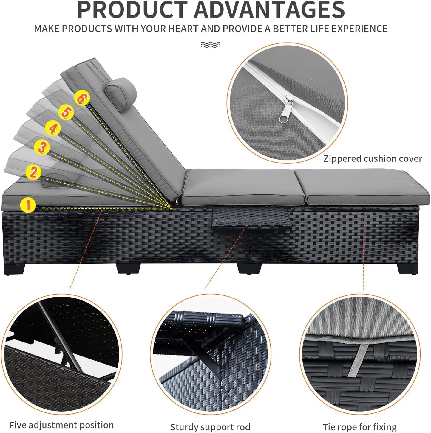 Outdoor Chaise Lounge Chairs Set Of 2 Wicker Recliners Adjustable