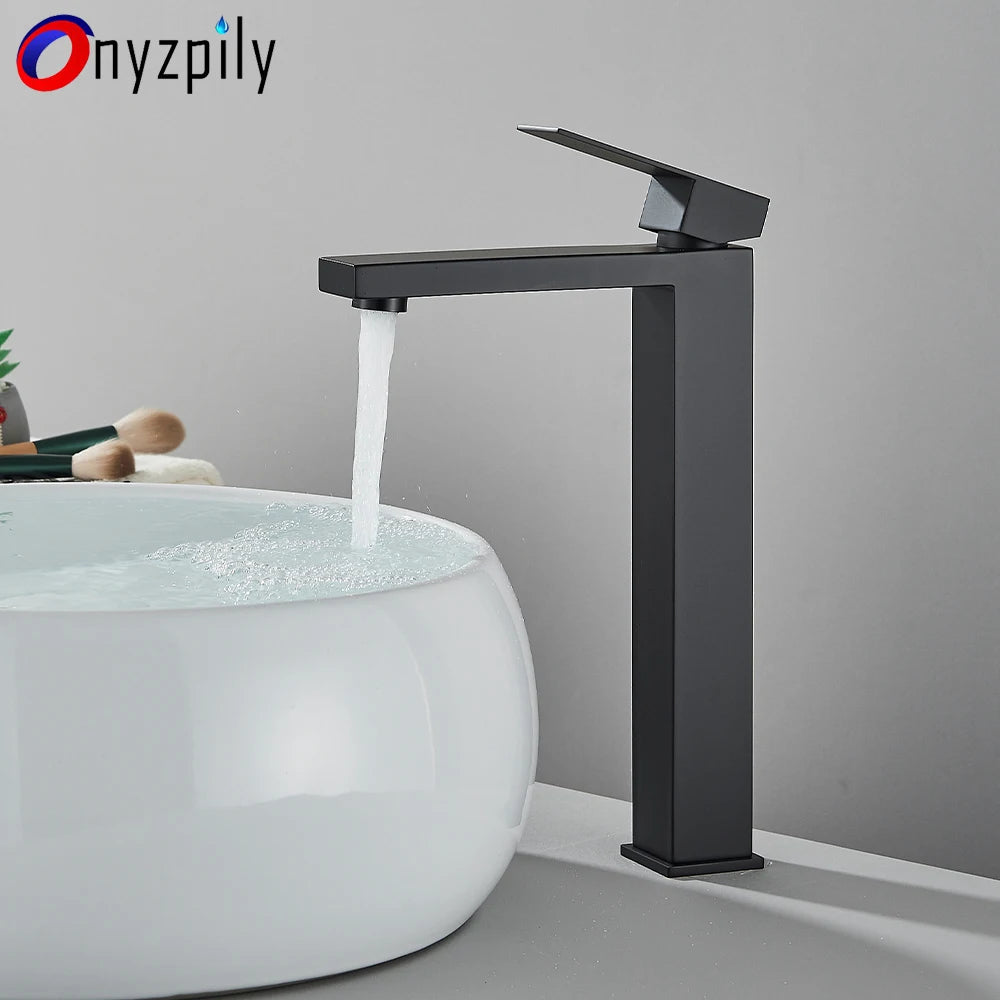 Onyzpily Deck Mounted Basin Faucet Stainless Steel Hot And Cold Water Mixer
