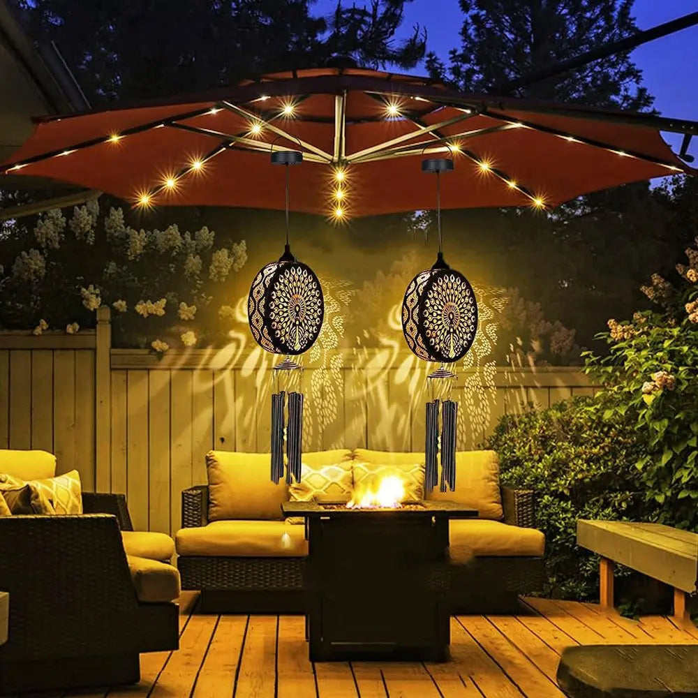 Solar Wind Chimes Outdoor Peacock Lantern Decoration