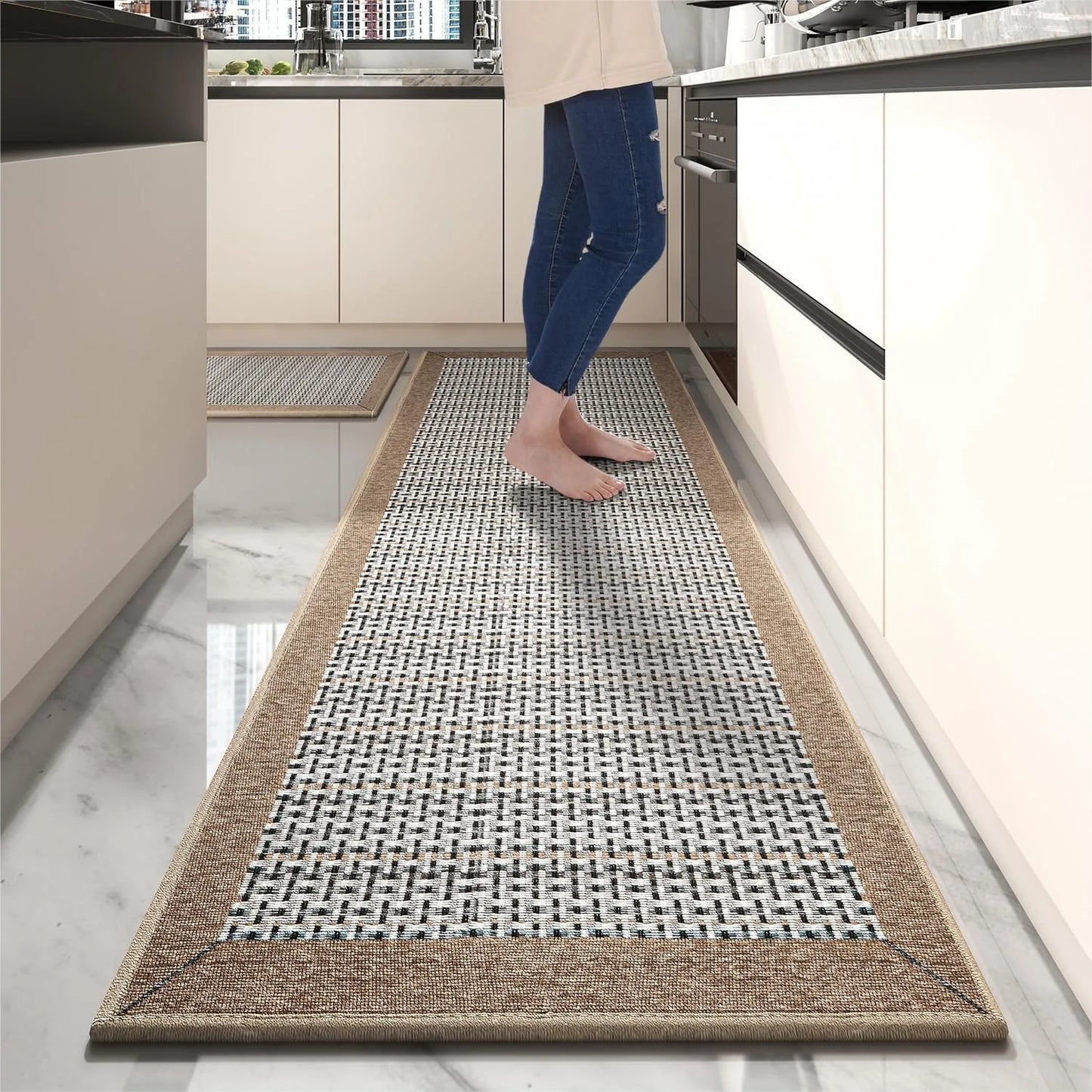 Non Slip Kitchen Rug Set With Runner And Mat Absorbent