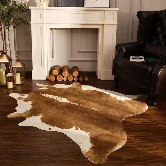 Premium Faux Cowhide Rug Rustic Western Cow Print Living Room