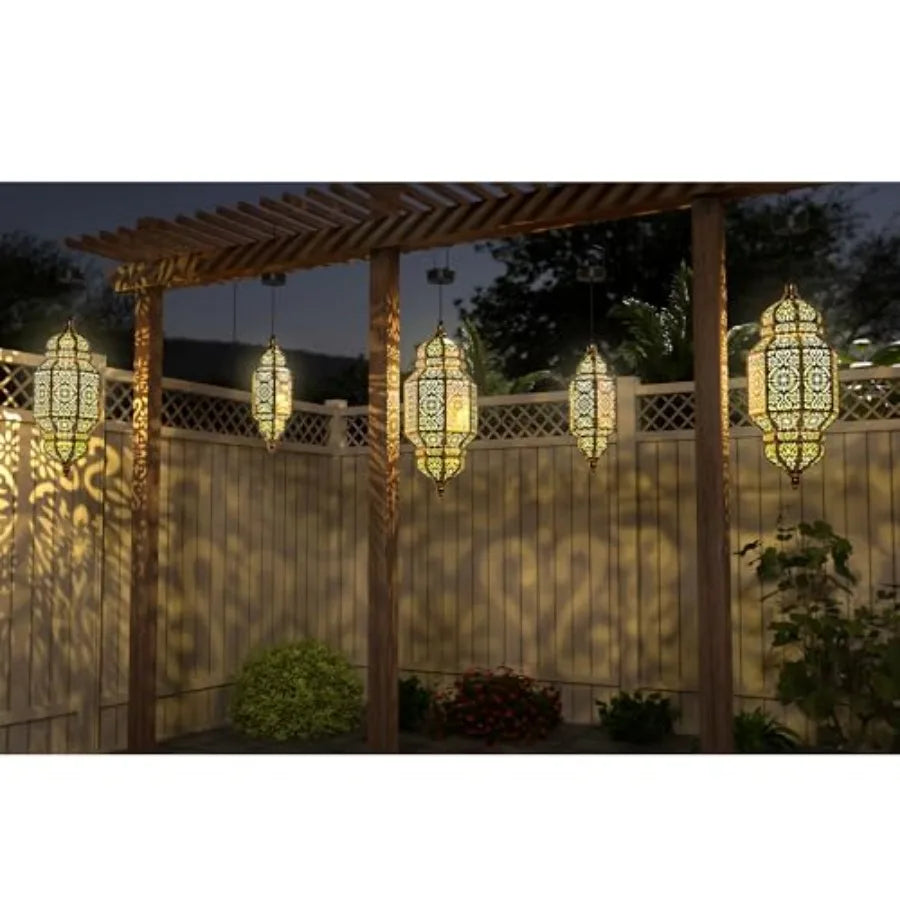 Moroccan Hanging Solar Lantern For Outdoor Garden Decor